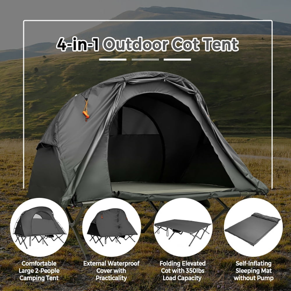 Aimee Lii 2-Person Outdoor Camping Tent with External Cover, Easy Set Up Camping Tents Shelter, Gray