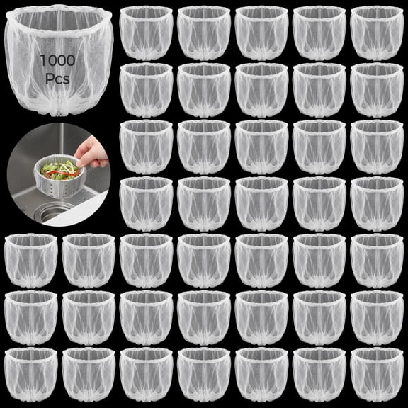 1000 Pcs Disposable Mesh Sink Strainer Bags, 3.5 in Kitchen Sink Strainer Mesh Bags with Elastic Opening, Anti Clogging Sink Strainer Filter Mesh Bag for Collecting Kitchen Food Leftover