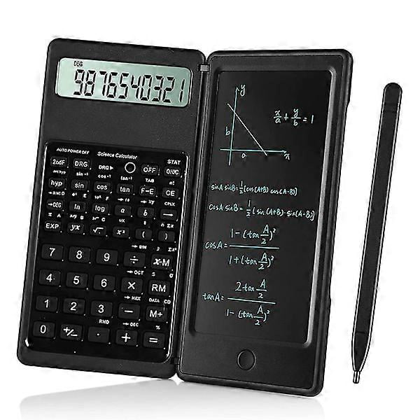 Scientific Calculator (black) Ultra-thin with Erasable Writing Board, Math/Geometry Physics Calculator/10-Digit LCD