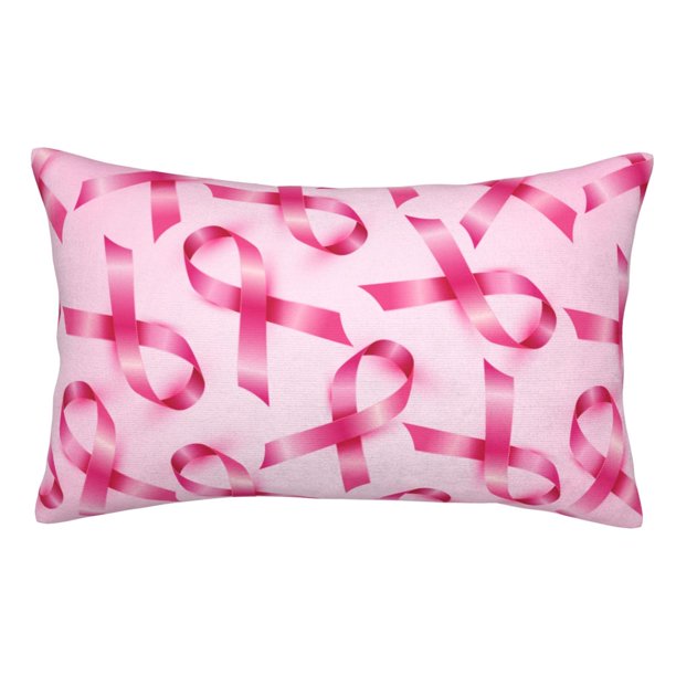 Balery Breast Cancer Ribbons Awareness Funda de Cojín Estampada, Regalos para Mujeres, Regalos de Amor para Ella, Regalos para Novia o Esposa, Funda de Almohada-16"x24"