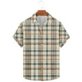 thumbnail image 5 of Mens Short Sleeve Button Down Shirts 2025 Summer Plaid Print Lapel Beach Shirts for Men Fashion Lightweight Casual Work Shirts, 5 of 5
