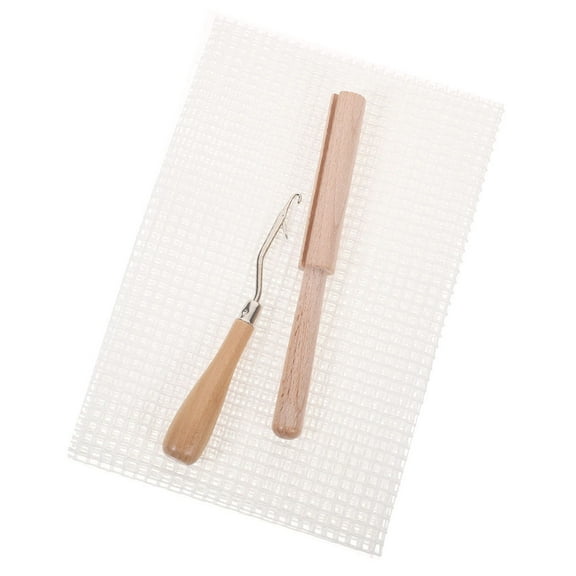 MLINS 1 Set of Latch Hook Tool Rug Mesh Fabric Wooden Bent Latch Hook Tool Carpet Tapestry Making Kit