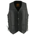 thumbnail image 4 of Milwaukee Leather SH1391 Men's Black Leather 10 Pocket V-Neck Side Lace Motorcycle Rider Vest w/ Front Snap Closure 38, 4 of 7
