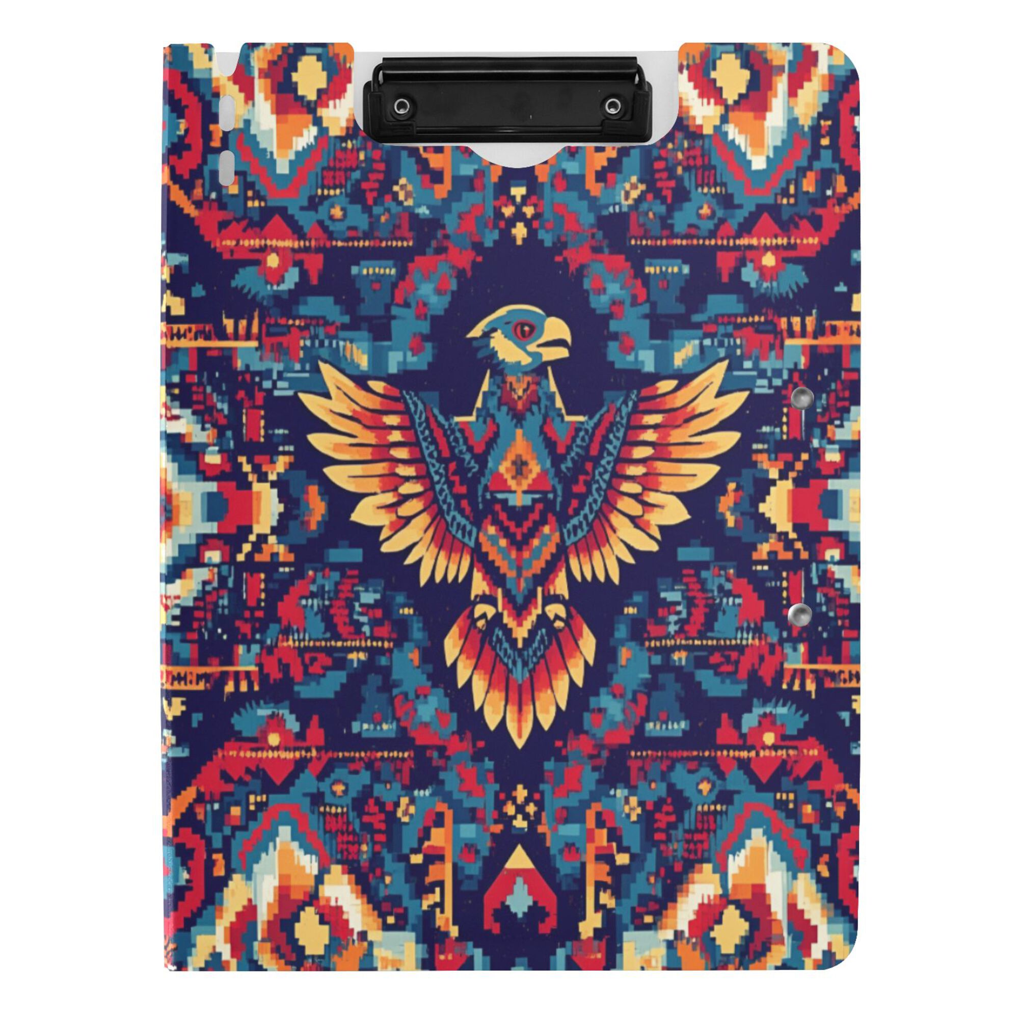 FORMRS A4 Clipboard Folder with Pen Holder Horizontal Foldable School Office Binder, Geometric Eagle