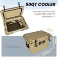 thumbnail image 2 of Yougu 50 Quart Khaki Cooler, Ultra-Light Insulated Ice Chest – Heavy-Duty Hard Shell Cooler with 6-Day Ice Retention, 2 of 9