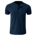 thumbnail image 2 of PEASKJP Mens Casual Henley Shirts Short Sleeve Athletic Workout Shirt Gym Muscle Slim Fit Basic Tops (Navy,XXL), 2 of 6