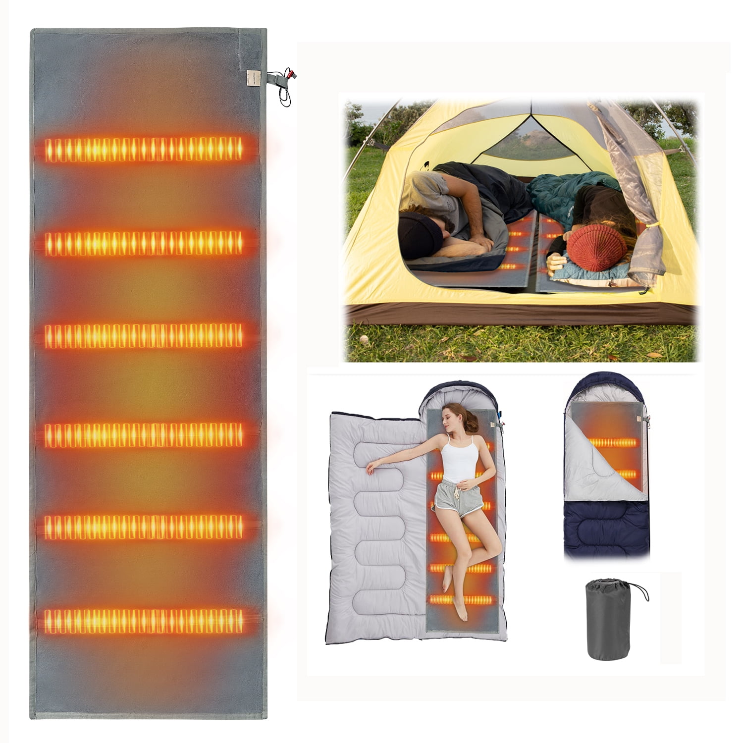 Heated Sleeping Bag Liner Battery Heated Blanket Heating Pad for