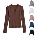 thumbnail image 1 of Camisas de maestra,Sudadera con estampado de moda para mujer, blusa informal de manga larga con cuello en V, suave imitación de rayón, para uso diario, sopatenor, 1 of 8