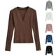 thumbnail image 1 of Camisas para mujer,Sudadera con estampado de moda para mujer, blusa informal de manga larga con cuello en V, suave imitación de rayón, para uso diario, sopatenor, 1 of 8