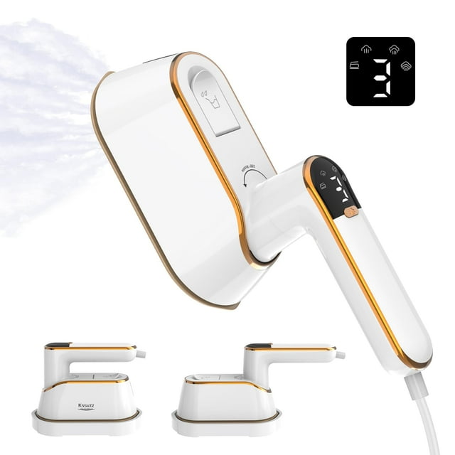 Plancha portátil de viaje Kssvzz 1200 W 120 V con pantalla LCD blanca