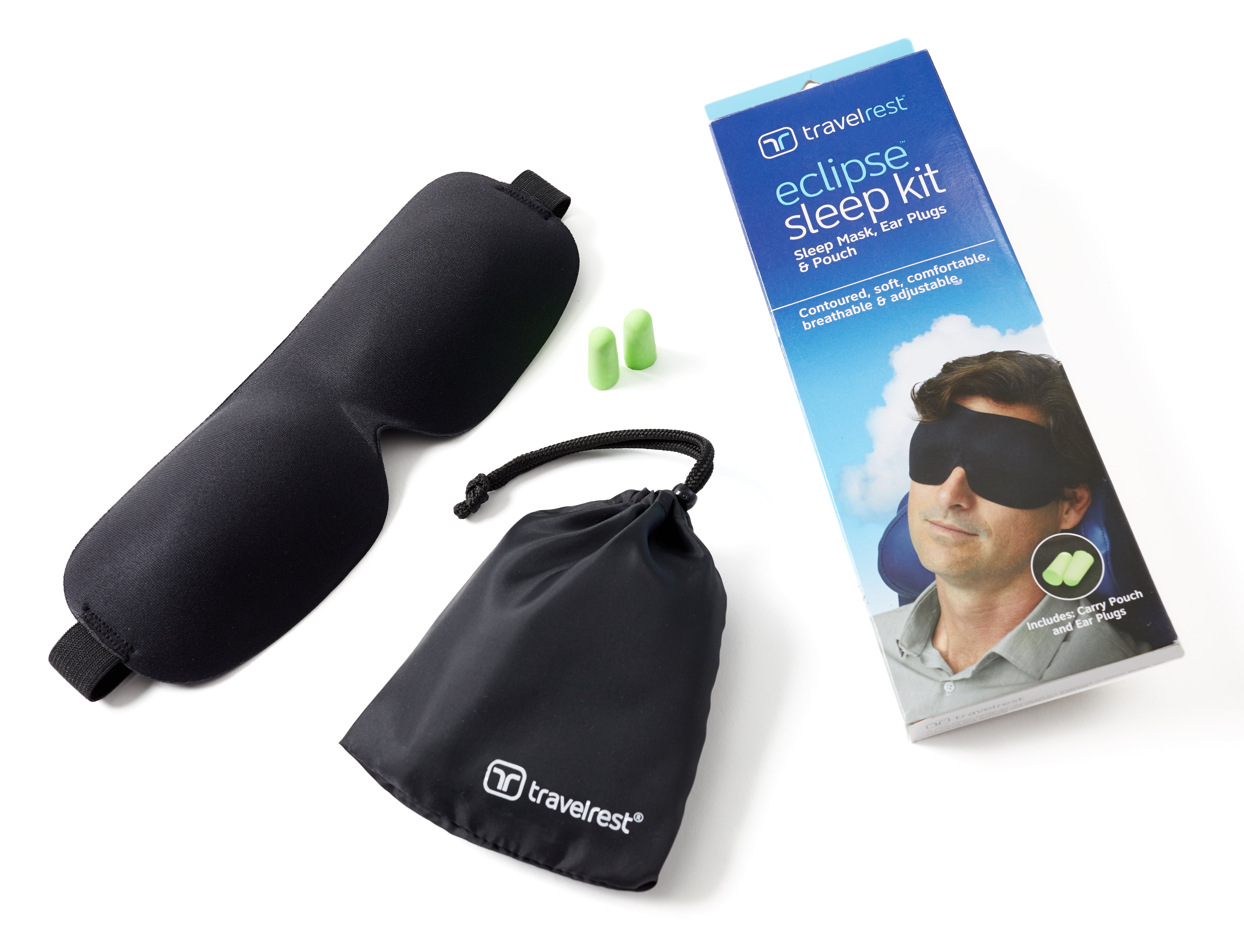 Travelrest Tranquility Sleep Mask with Ear Plugs & Carry Pouch for Home