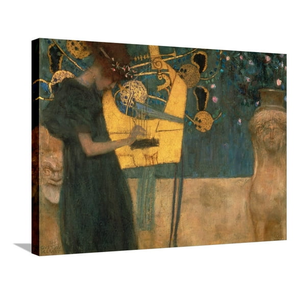 Art.com Music, 1895 Stretched Canvas Print Wall Art by Gustav Klimt, 32" x 24"