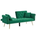 thumbnail image 4 of Velvet Futon Sofa Bed, HSUNNS 72in Split Back Convertible Sofa Bed with Adjustable Backrest, 2-Seats Tufted Upholstered Loveseat Sofa Couch for Living Room, Size: 72.83 x 26.8 x 24.8 in, Green, 4 of 9