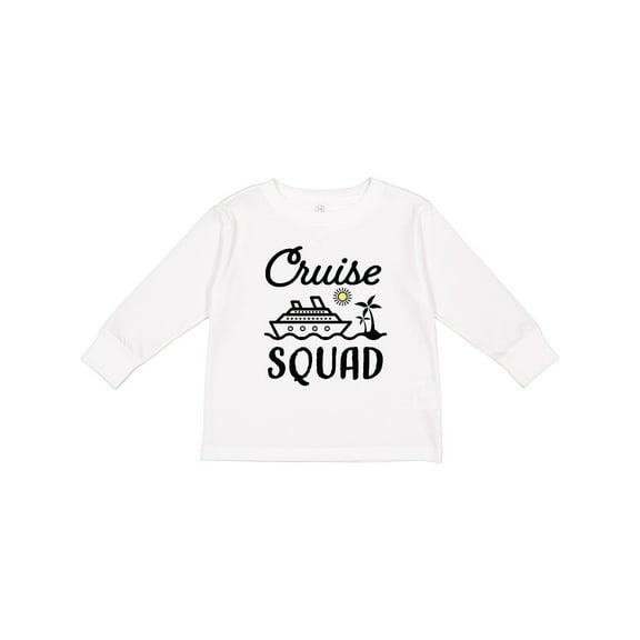 Inktastic Cruise Squad with Vector Cruise Ship and Palm Trees Boys or Girls Long Sleeve Toddler T-Shirt