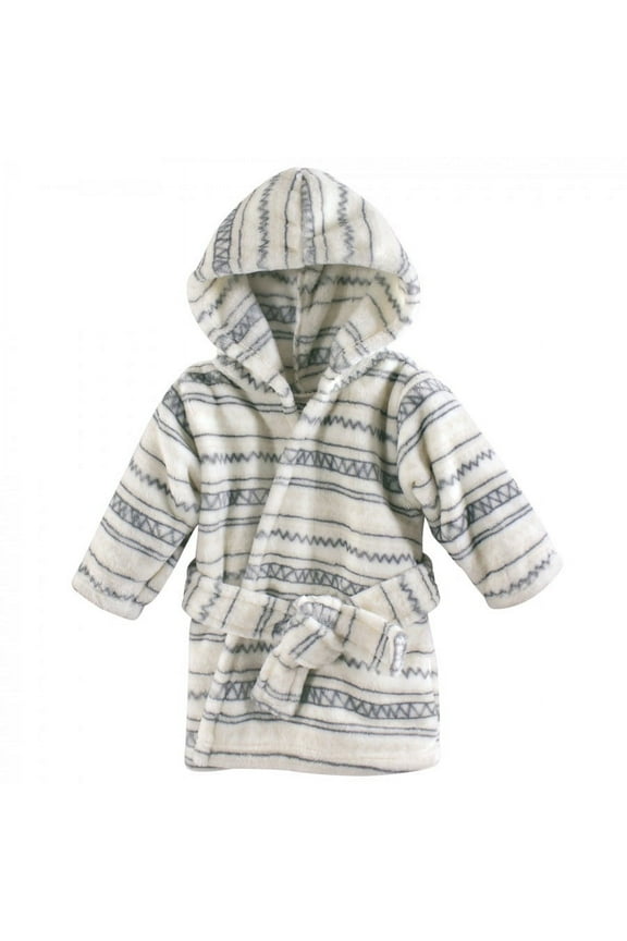 Infant Plush Animal Face Bathrobe, Aztec, 0-9 Months