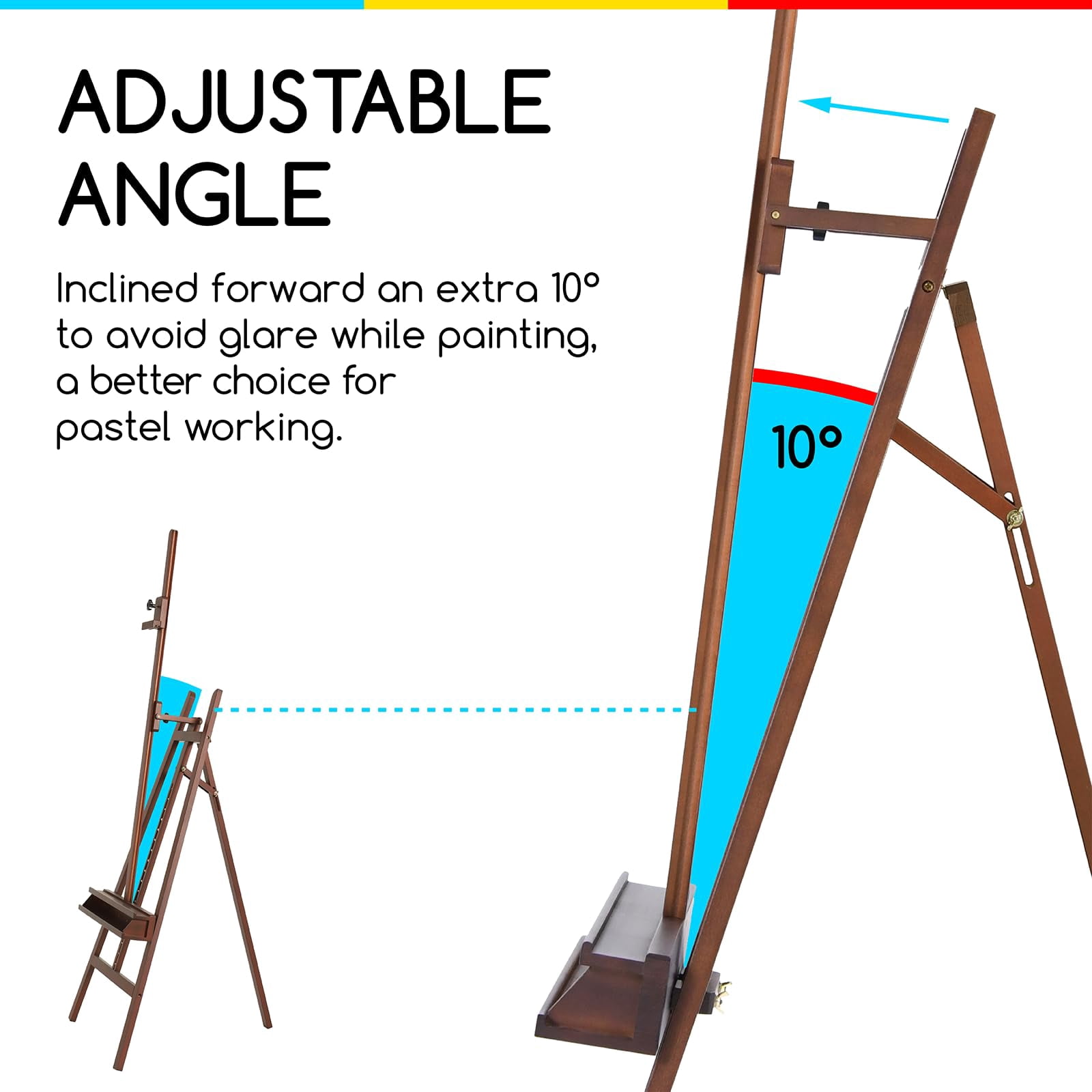 MEEDEN Wooden Easel Stand for Painting, Studio Easel with Artist Tray, Beech Wood Art Easel for Adults, Holds Canvas up to 48", Walnut