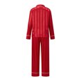 thumbnail image 3 of AIGUR Family Matching Satin Pajamas Set Stripe Long Sleeve Lapel Button Down Tops Pants Holiday Pajamas Sleepwear, 3 of 10