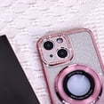 thumbnail image 6 of Magnetic Case for iPhone 13 with Holder Stand,Rhinestone Glitter Plated Bling Luxury Phone Case（Compatible with MagSafe） Shockproof Kickstand Design for iPhone 13-Rose Gold, 6 of 7