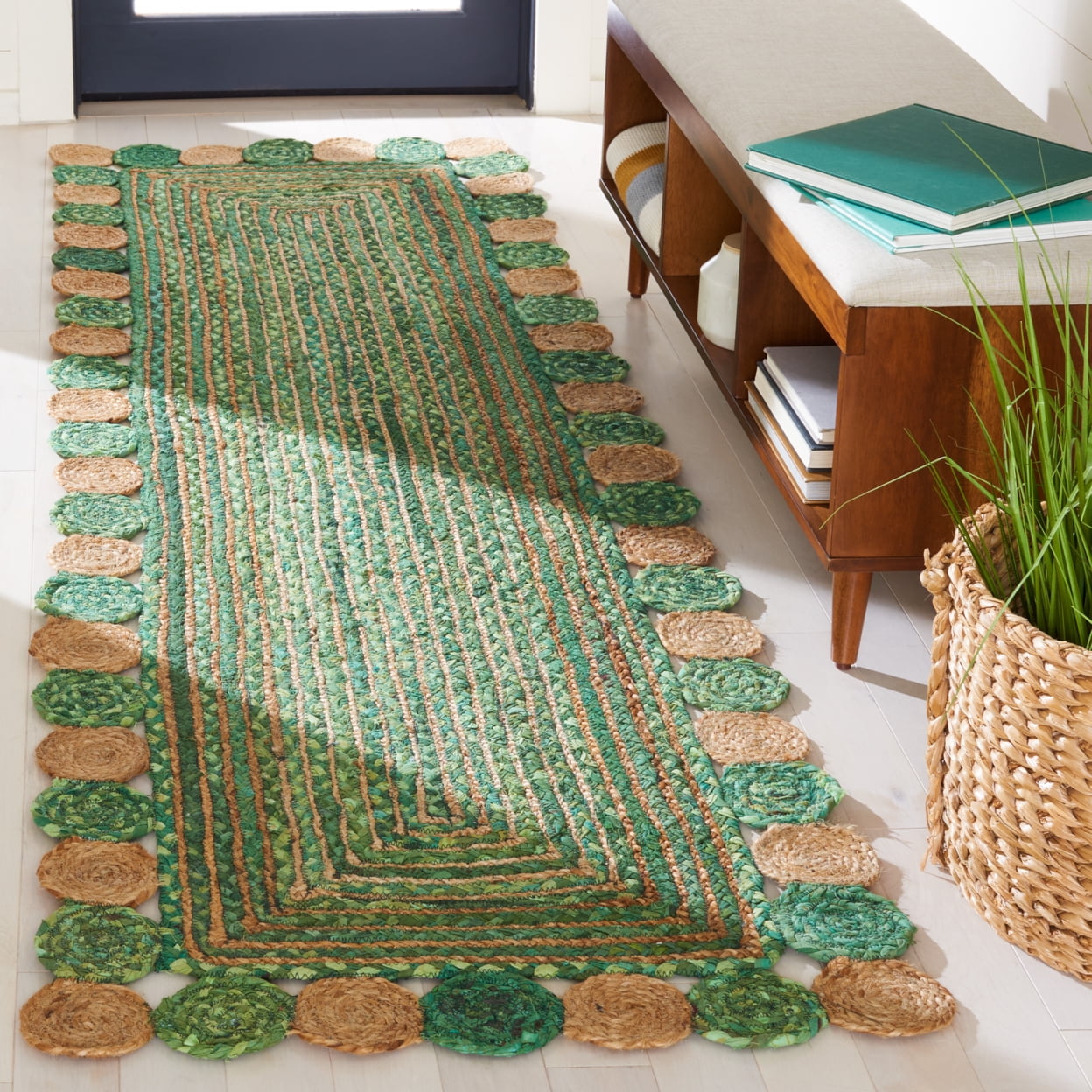 SAFAVIEH Cape Cod Kyle Geometric Area Rug, Green/Natural, 3' x 5'