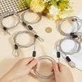 thumbnail image 3 of 6PCS 39.4 Inch Security Steel Cable 4mm Safety Cable Lock Stainless Steel Wire Clear Coated Luggage Lock Wire Rope with Double Loops Bicycle Locking Rope for Outdoor Gate Bicycle Furniture Silver, 3 of 9