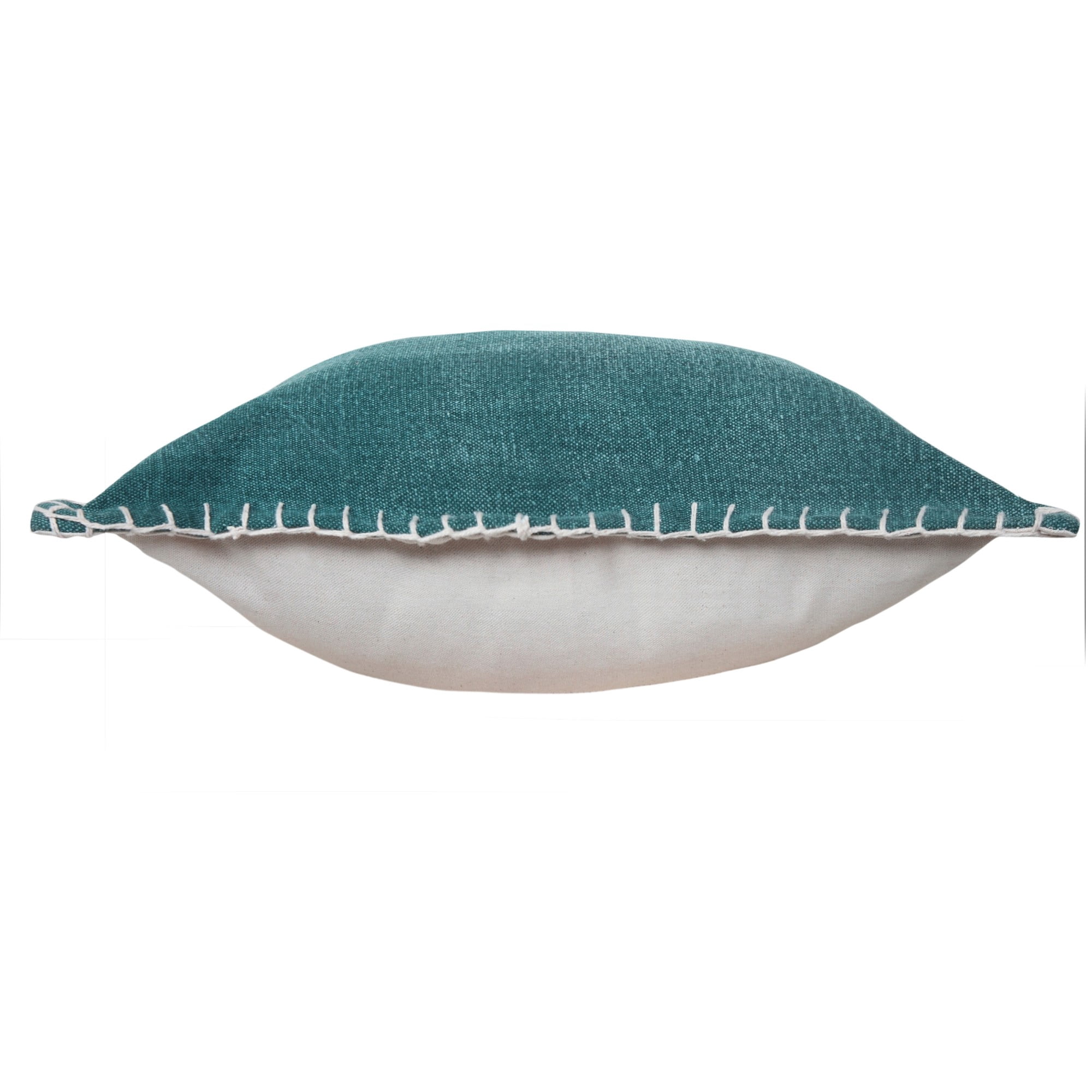 Laddha Home Designs Handwoven Embroidered Edge Square Throw Pillows - 20" - Green - Set of 2