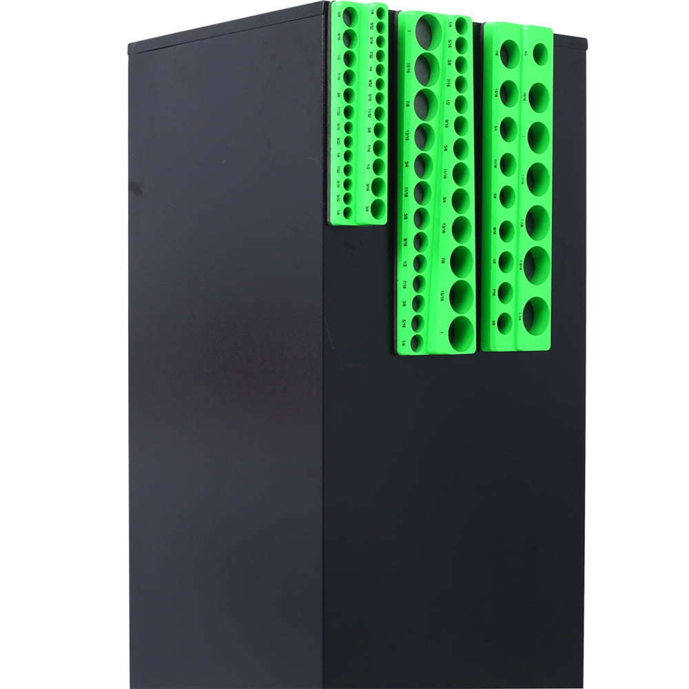 3 Piece Magnetic Socket Organizer Set, 1/2", 1/4" and 3/8" Socket Holder Kit, Attaches to Steel Box / Tool