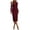 Wine, variant on QIYAGBSA Mock Neck Dress for Women Soft Stand Collar V Slit Fitted Midi Pencil Work Dress Long Sleeve Fall Winter