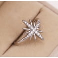 thumbnail image 2 of Silvago Jewel 14K White Gold Over Ring - Excellent 0.7 Ct Round Cut Simulated Diamond Ring - Silver Starburst Design Ring for Women's - Unique Christmas Special Gift for Her - Promise Gifts for Her, 2 of 8