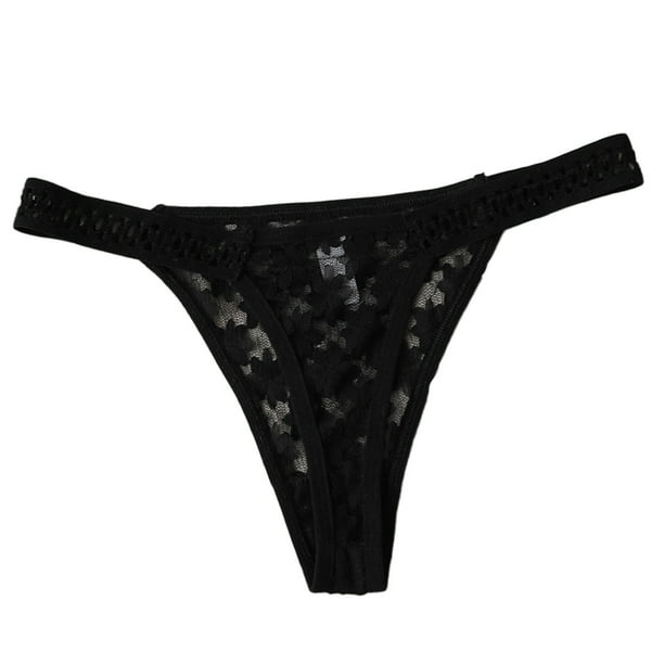 "TAIAOJING Women's Cotton Thong Stretch Bikini Panty Lace Trim Ladies Underwear,3 Pack