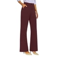 thumbnail image 2 of acuever Suit Trousers Women's High Waist Trousers Wide Leg Fabric Elegant Straight Leg Business Outfit Chic Pleated Trousers Long Summer Women's Casual Pants Wine Hidden Waistband Pocket（3Xl）, 2 of 7