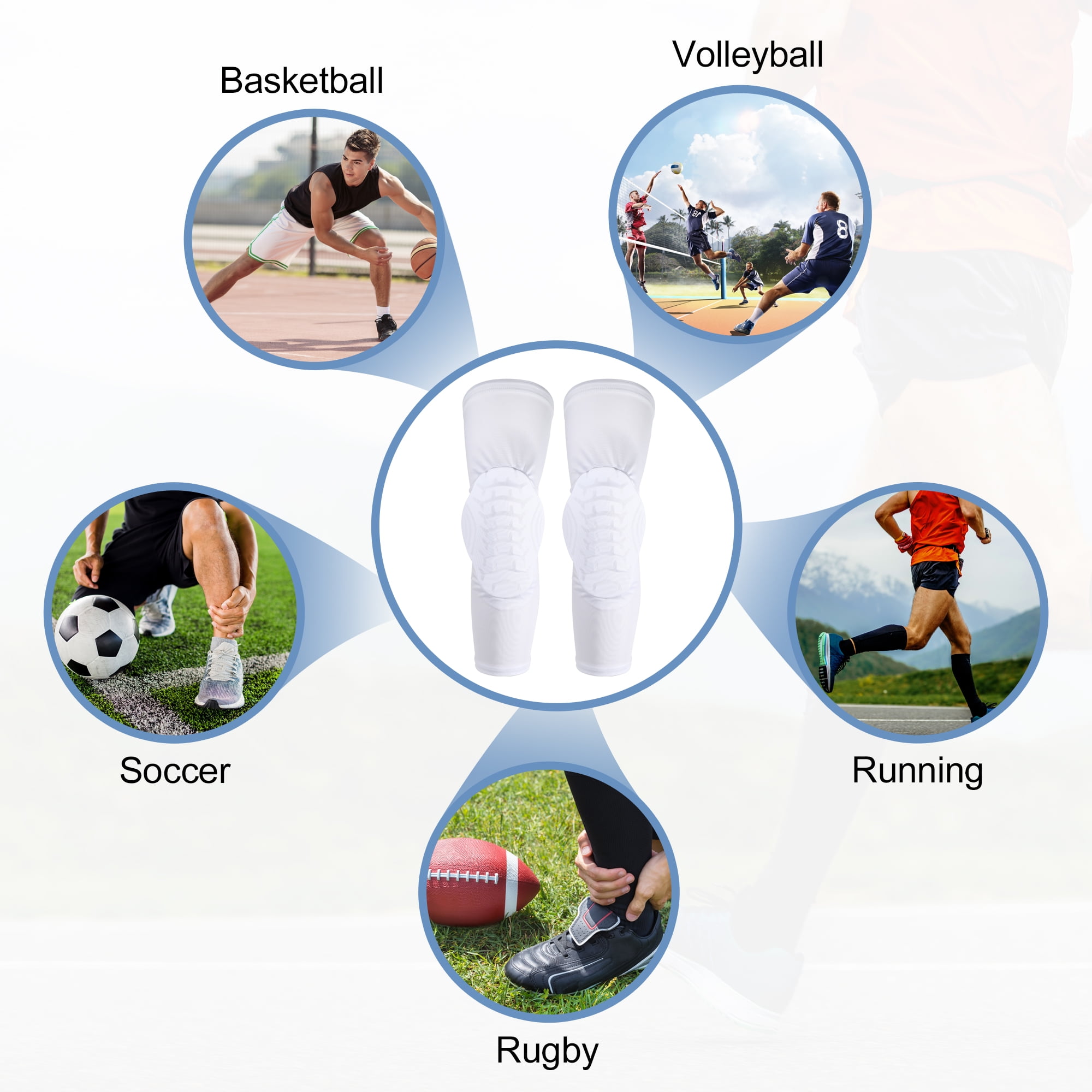 Unique Bargains 1 Pair Knee Brace Protection Sponge Knee Pads Breathable Knee Support for Men and Women White Size L