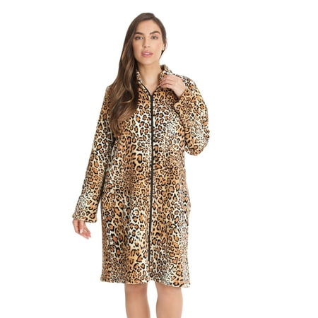 

Just Love Plush Zipper Lounger Robe 6810-10114-1X (Leopard 3X)