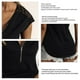 thumbnail image 5 of Mujer Cremallera Cuello en V Encaje Crochet Ojal Top Manga corta Camisa casual Transpirable Color puro, 5 of 6