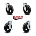 thumbnail image 2 of 8 Inch Rubber on Steel Swivel Caster Set with Ball Bearing 2 Brake SCC, 2 of 2