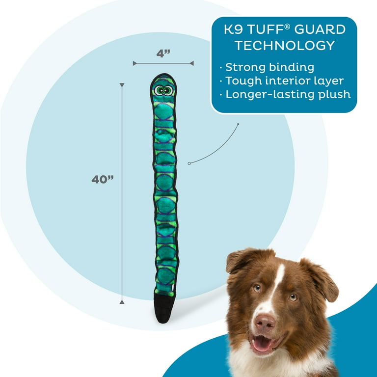 Outward Hound Invincibles Dura-Tuff Blue Snake Plush Dog Toy