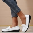 thumbnail image 3 of Mepaouo Loafers for Women Business Casual Shoes Comfortable Bowknot Penny Loafer Slip on Work Flats White 7.5, 3 of 9