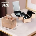 thumbnail image 5 of Beauty Makeup Train Case for Lady Portable Cosmetic Box Jewelry Organizer Lockable with Keys and Mirror 2-Tier Trays Carrying with Handle Makeup Storage Box - Rose Gold, 5 of 7
