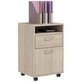 thumbnail image 1 of HOMCOM Vertical Filing Cabinet with Drawer Wheels, File Cabinet, Oak, 1 of 10