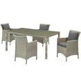thumbnail image 1 of Side Dining Chair and Table Set, Rattan, Wicker, Grey Gray, Modern Contemporary Urban Design, Outdoor Patio Balcony Cafe Bistro Garden Furniture Hotel Hospitality, 1 of 7