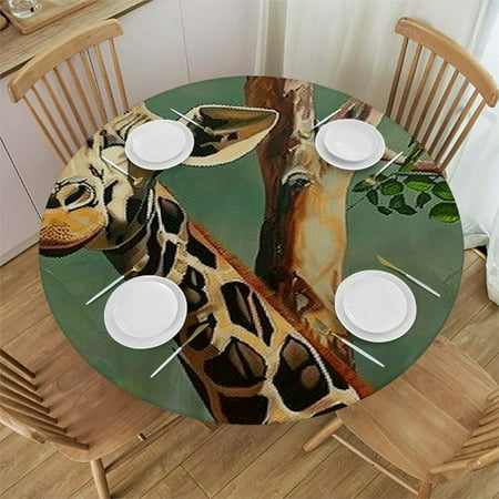 

Bciig Giraffe Tree Bird Round Table Cover Stain Resistant Washable Indoor Outdoor Kitchen Dining Wedding Party Picnic Farmhouse 100% Polyester Fiber 42 -46