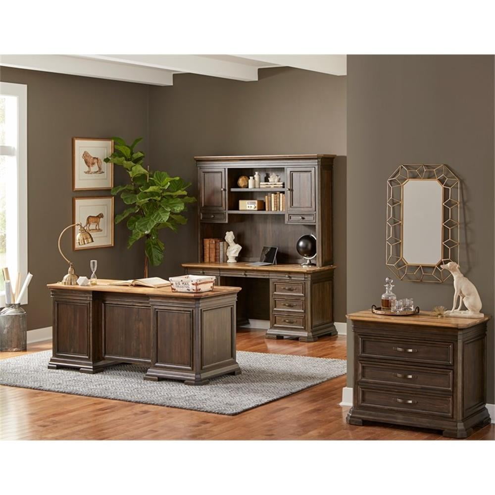 Pemberley Row Solid Wood Brown Executive Desk Rectangular Fully Assembled 60" x 30" x 28"