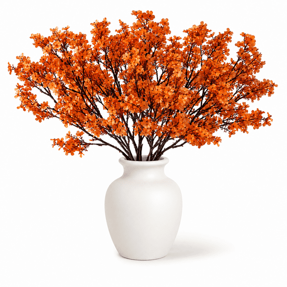 Fall Babys Breath Artificial Flowers Fall Silk Gypsophila Flowers 18.7" Fall Home Decor Floral Arrangement Table Centerpieces (6pcs, Orange)