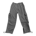 thumbnail image 6 of FUNUONY High Waisted Cargo Pants for Women Baggy Y2K Straight Wide Leg Pants with Pockets Streetwear Womens Cargo Sweatpants Baggy Fleece High Waisted Joggers Pants Athletic Pants Dark Grey M, 6 of 8