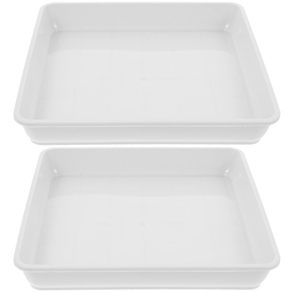 MRLESS 10" Plant Pot 2pcs Square Plastic Drip Trays for Indoor Outdoor Garden White