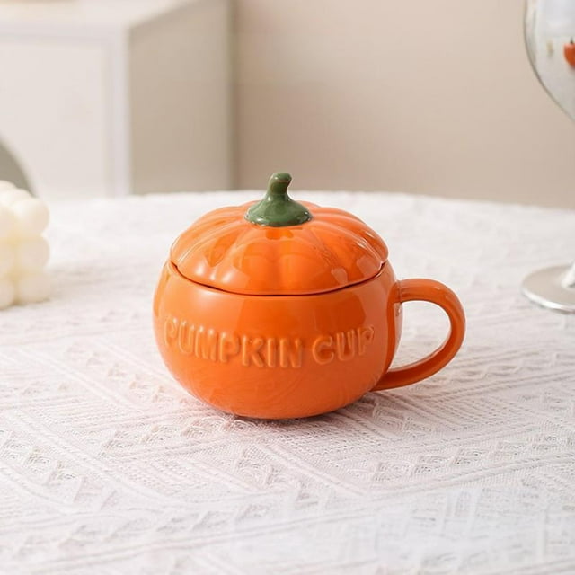 TIMIFIS Ceramic Pumpkin Bowl Thanksgiving Day Cute Ceramic Pumpkin Tableware Household Pumpkin Bowl With Lid Microwaveable Halloween Pumpkin Bowl New Home Essentials