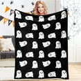 thumbnail image 4 of FastXmas Halloween Throw Blanket, 27.5"x40" Flannel Fleece White Ghost Pattern Plush Shawl Blanket, Soft Lightweight Skin-Friendly Halloween Decorative Throw Blanket Nap Blanket for Couch Sofa Bed, 4 of 4