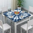thumbnail image 3 of Blue White Tie Dye Mandala Pattern Square Fitted Tablecloth with Elastic Edge,Square Table Cover,Washable Elastic Table Cover for Home Kitchen Party Decor 34"x34", 3 of 6