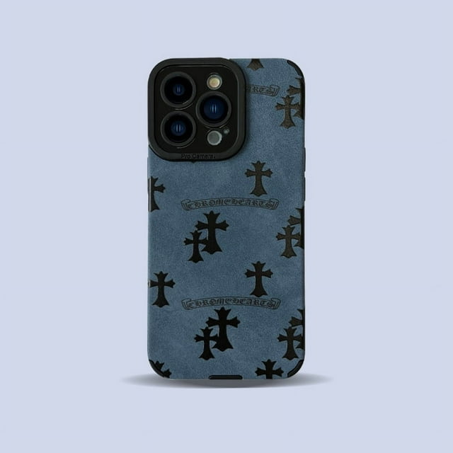 Funda personalizada para iPhone 15Pro de piel aterciopelada con tapa abatible en color verde moderno Far Peak Blue para hombre y mujer