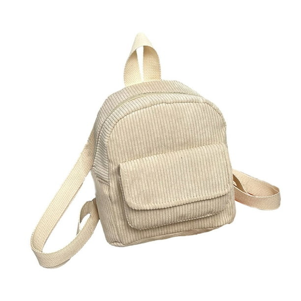 Qarigey Mochila pequeña de pana para mujer, estructura duradera, regalo para amantes de la moda, mochilas de viaje Retro Mochilas Beige