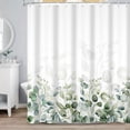 thumbnail image 2 of 72x72 Inches Green Leaves Shower Curtain Watercolor Eucalyptus Sage Botanical Plants Flower Nature Scenery Shower Curtains for Bathroom Decor Waterproof Polyester Fabric with Hooks, 2 of 6